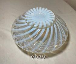 Vintage hand blown opal opalescent ribbed smushed art glass table vase 2