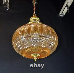 Vintage original 1950s mid-century pendant light globe shade all brass fittings