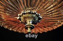 Vintage original 1950s mid-century pendant light globe shade all brass fittings