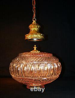 Vintage original 1950s mid-century pendant light globe shade all brass fittings
