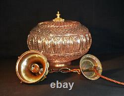 Vintage original 1950s mid-century pendant light globe shade all brass fittings