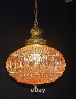 Vintage original 1950s mid-century pendant light globe shade all brass fittings