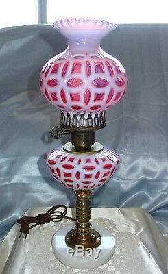 Vintagefenton Glass1950cranberry Opalescentxtrmly Rarewedding Ring17lamp