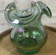 Vtg Fenton Glass Sea Mist Green Opalescent Irridescent Crackle Style Vase Tagged