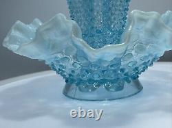 Vtg Fenton Art Glass Blue Opalescent Hobnail Apartment Epergne 3 Horns + Spare