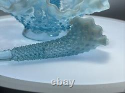 Vtg Fenton Art Glass Blue Opalescent Hobnail Apartment Epergne 3 Horns + Spare