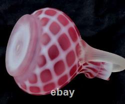 Vtg Fenton Art Glass Satin Cranberry Red Optic Opalescent Cruet Bottle 8 Tall