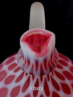 Vtg Fenton Art Glass Satin Cranberry Red Optic Opalescent Cruet Bottle 8 Tall