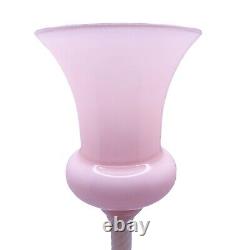 Vtg Italian Opaline Pink White Rose Vase Compote Bowl Goblet Twist Stem Italy