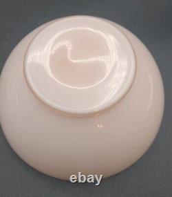 Vtg Italian Pink Opaline Cased Glass Covered Bowl with Applied Finial Glass Pear