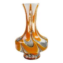 Vtg Mid Century Empoli V. B. Orange Gray Swirl Opaline Italy Pitcher Vase 12.5