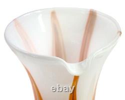 Vtg Mid Century Empoli V. B. Orange Gray Swirl Opaline Italy Pitcher Vase 12.5