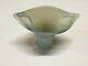 Vtg Opalescent Cased Clear/white Hand Blown Art Glass Whale Tail Flower Vase