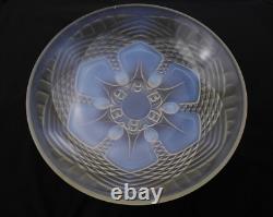 Vtg Opalescent Frosted Glass Bowl Signed Julien France Art Deco Serving RARE
