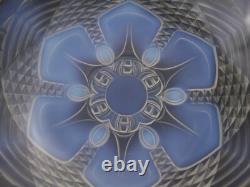 Vtg Opalescent Frosted Glass Bowl Signed Julien France Art Deco Serving RARE
