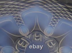 Vtg Opalescent Frosted Glass Bowl Signed Julien France Art Deco Serving RARE