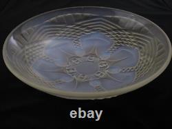 Vtg Opalescent Frosted Glass Bowl Signed Julien France Art Deco Serving RARE