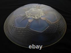 Vtg Opalescent Frosted Glass Bowl Signed Julien France Art Deco Serving RARE