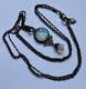 Vtg Sweet Romance Usa Necklace Opalescent Cameo Glass Man Moon Pendant Necklace