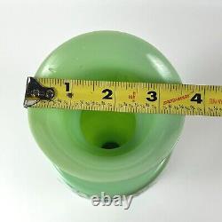 Vtg Victorian Hand Painted Butterfly Flowers Enameled Opaline Green Glass Vase