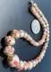 Vtg/early Venetien Murano Wedding Cake Opalescent Art Flower Glass Bead Necklace