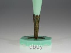 Wonderful Rare Vintage Deco French Glass Jade Jadite Opaline Epergne Vase c. 1920