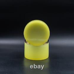 XL Antique Opaline Glass Box Yellow Uranium Vaseline Jewelry Trinket Gilded Bras