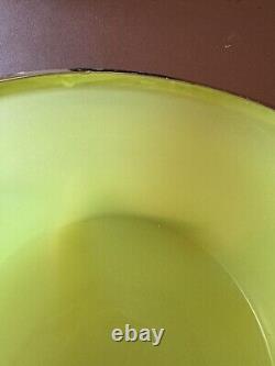 XL Antique Opaline Glass Box Yellow Uranium Vaseline Jewelry Trinket Gilded Bras