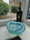 Xl Vintage Murano Blue Opalescent Spiral Pattern & Clear Art Glass Bowl C1960's
