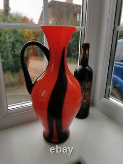 X Large Vintage Italian Empoli VB Opaline Art Glass Ewer C1960's
