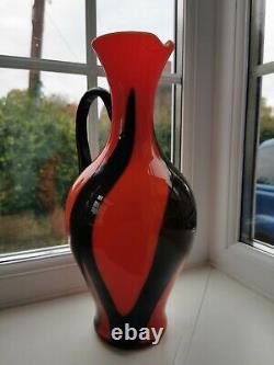 X Large Vintage Italian Empoli VB Opaline Art Glass Ewer C1960's