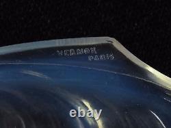 05d46 Ancien Poche Vide Art Déco en Verre Opalescent Signé VERNON SABINO Coquillage