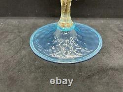 10 Arabelli Vase en calice en verre de Murano bleu matelassé avec tige en aventurine opaline