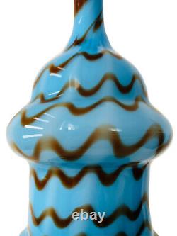 16 Vintage Drapery Swirl Cased Art Glass Résumé Vase Italie Opaline Blue MCM
