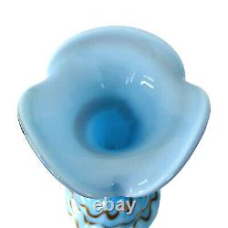 16 Vintage Drapery Swirl Cased Art Glass Résumé Vase Italie Opaline Blue MCM