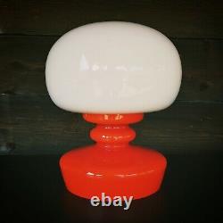 1960' Verre Vintage Retro Orange Rouge Opaline Lampe Pop Art Magic Mushroom