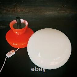 1960' Verre Vintage Retro Orange Rouge Opaline Lampe Pop Art Magic Mushroom