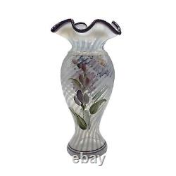 2003 George Fenton 2003 Vase d'optique d'héritage Opalescent Swirl Butterfly Purple