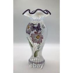 2003 George Fenton 2003 Vase d'optique d'héritage Opalescent Swirl Butterfly Purple