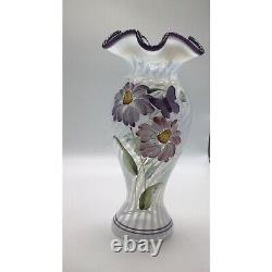 2003 George Fenton 2003 Vase d'optique d'héritage Opalescent Swirl Butterfly Purple