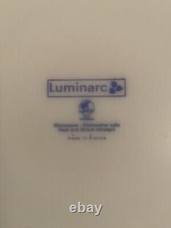 2 assiettes plates LUMINARC en verre opalin fabriquées en France, style art nouveau
