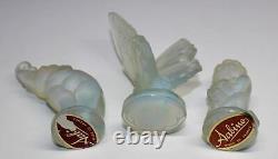 3 Figurines en Verre Opalescent Sabino France : Papillon, Éléphant et Chérubin