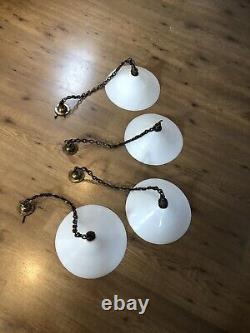 4 lampes de plafond opaline coolie art déco antiques