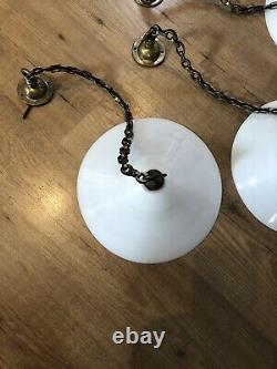 4 lampes de plafond opaline coolie art déco antiques
