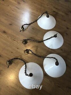 4 lampes de plafond opaline coolie art déco antiques