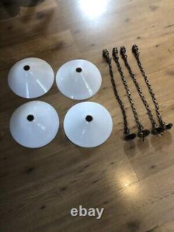 4 lampes de plafond opaline coolie art déco antiques