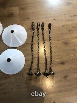 4 lampes de plafond opaline coolie art déco antiques