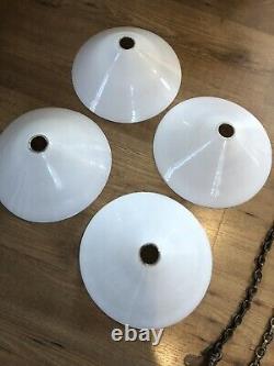 4 lampes de plafond opaline coolie art déco antiques