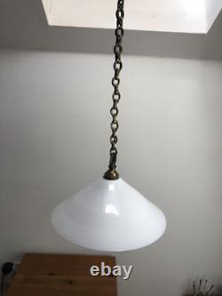4 lampes de plafond opaline coolie art déco antiques