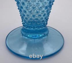 8 Fenton Ventilateur De Hobnail Vase Opalescent Bleu Art Bord Volant